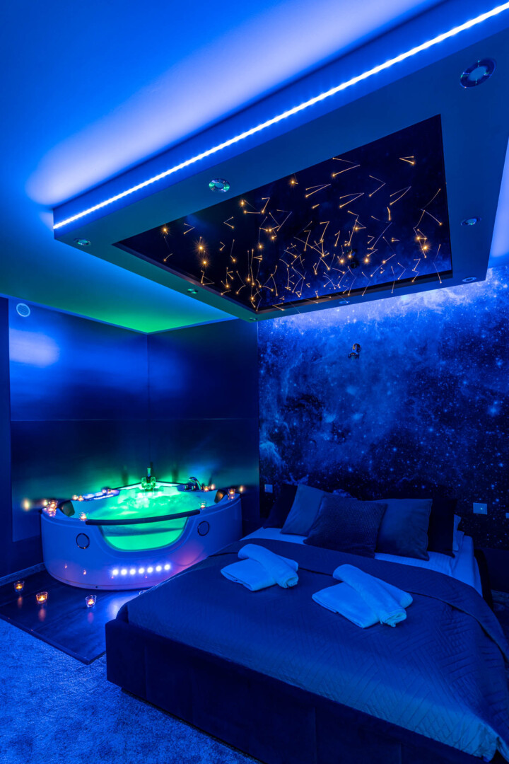 Gwiezdny sufit LED w apartamencie Galaxy